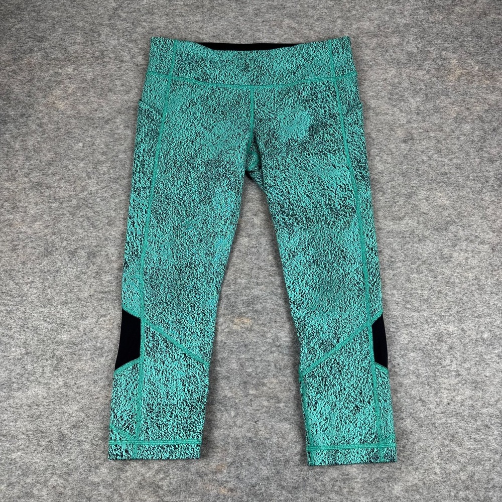 Lululemon Pace Rival Crop Power Luxtreme Spray Jacquard Bali Breeze Womens 10